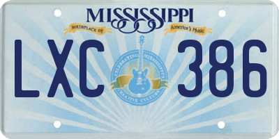 MS license plate LXC386