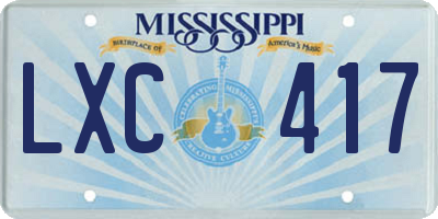 MS license plate LXC417