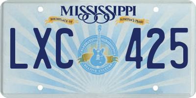 MS license plate LXC425