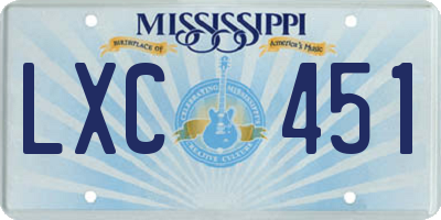 MS license plate LXC451