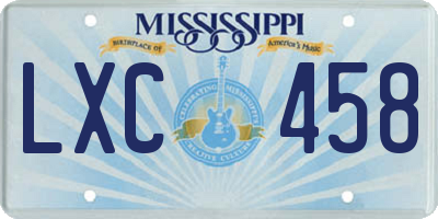 MS license plate LXC458