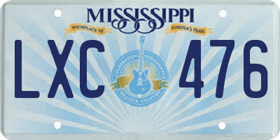 MS license plate LXC476