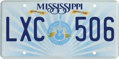 MS license plate LXC506