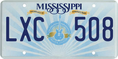 MS license plate LXC508