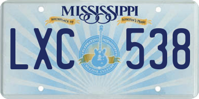 MS license plate LXC538