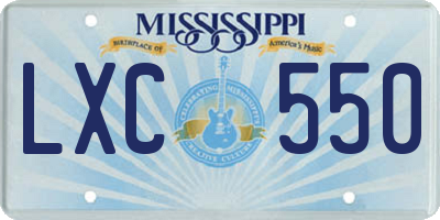 MS license plate LXC550