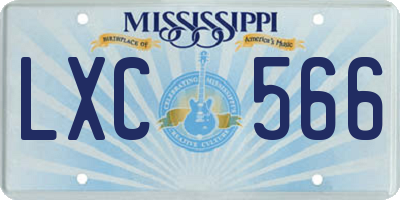 MS license plate LXC566