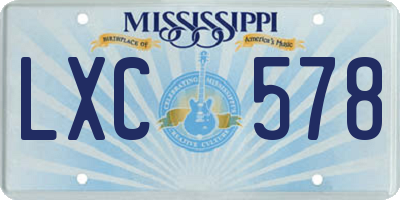 MS license plate LXC578