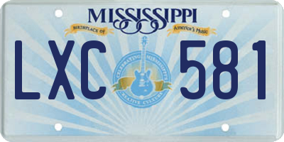 MS license plate LXC581