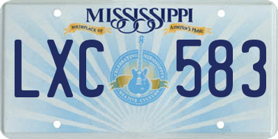 MS license plate LXC583
