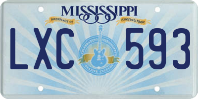 MS license plate LXC593