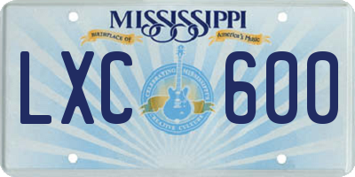 MS license plate LXC600