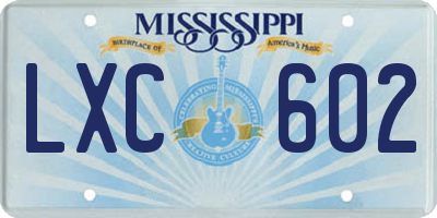 MS license plate LXC602