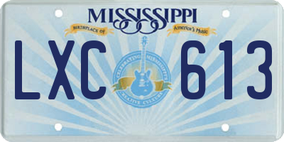 MS license plate LXC613