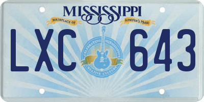 MS license plate LXC643