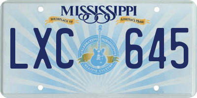 MS license plate LXC645