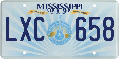 MS license plate LXC658