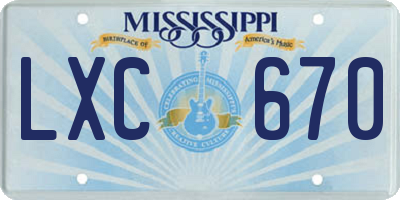 MS license plate LXC670