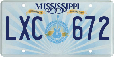 MS license plate LXC672