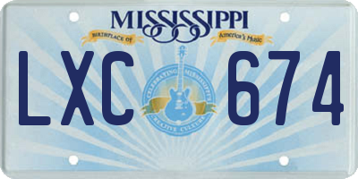 MS license plate LXC674