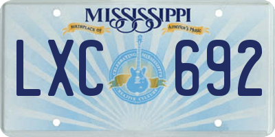 MS license plate LXC692