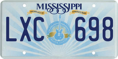 MS license plate LXC698