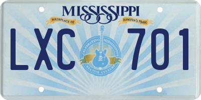 MS license plate LXC701