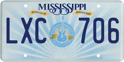MS license plate LXC706