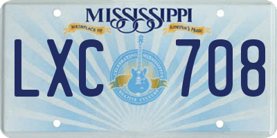 MS license plate LXC708