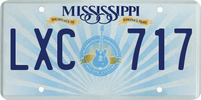 MS license plate LXC717