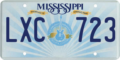 MS license plate LXC723