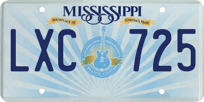 MS license plate LXC725