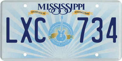 MS license plate LXC734