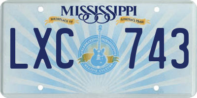MS license plate LXC743