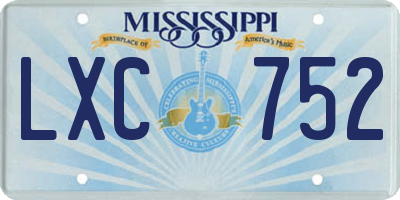 MS license plate LXC752