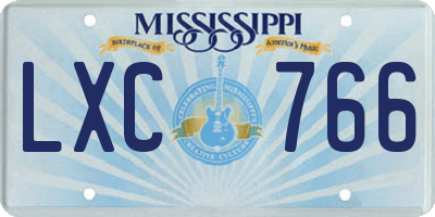 MS license plate LXC766