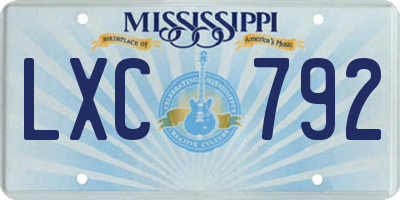 MS license plate LXC792
