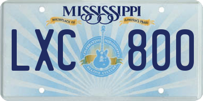 MS license plate LXC800