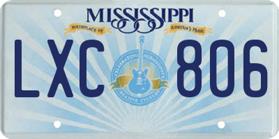 MS license plate LXC806