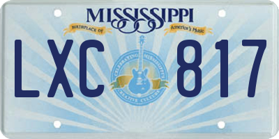 MS license plate LXC817