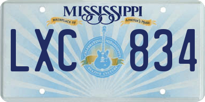 MS license plate LXC834