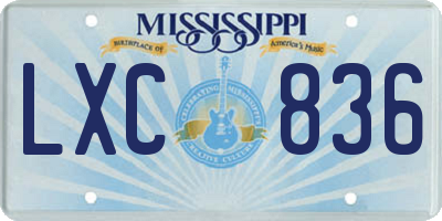 MS license plate LXC836