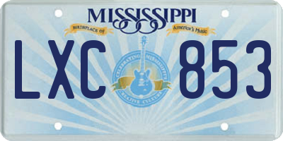 MS license plate LXC853