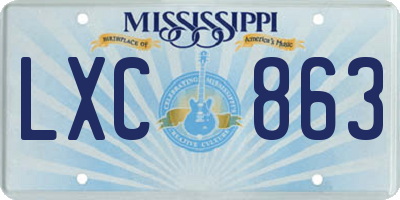 MS license plate LXC863