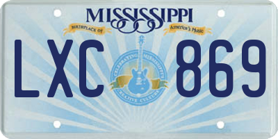 MS license plate LXC869