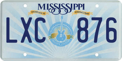 MS license plate LXC876