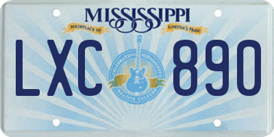 MS license plate LXC890