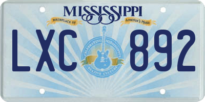 MS license plate LXC892