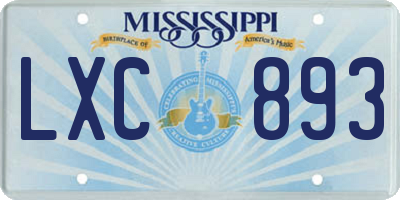 MS license plate LXC893