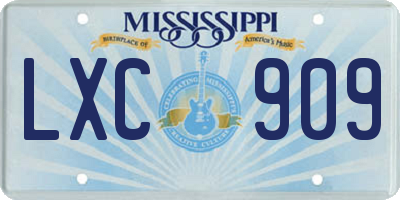 MS license plate LXC909